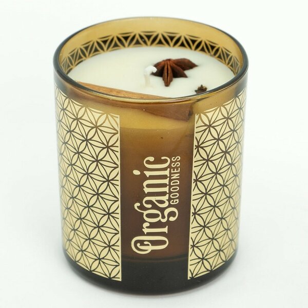 Organiczna świeca kadzidlana Lemongrass &Spice 200 g w szklanym słoiku ze złotą folią