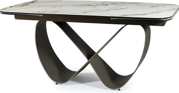 Stół rozkładany INFINITY CERAMIC 160(240)x95 biały/brązowy