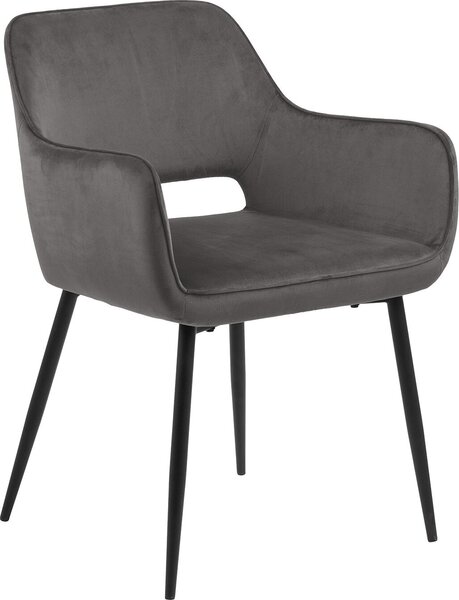 Design Scandinavia Krzesło do jadalni z podłokietnikami Ranja (ZESTAW 2 szt.), tkanina, ciemnoszary