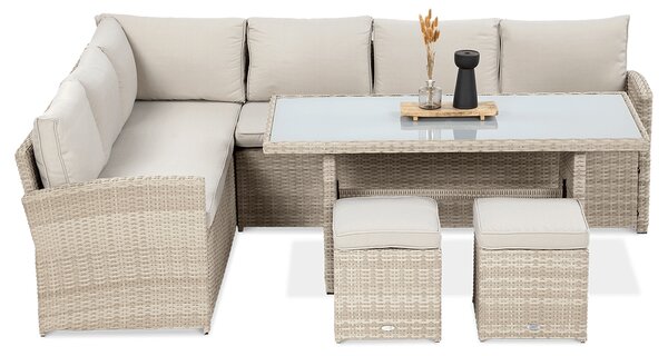 Narożnik technorattanowy SALO + PUFY Beige