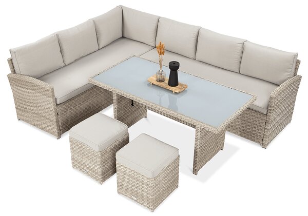 Narożnik technorattanowy SALO + PUFY Beige