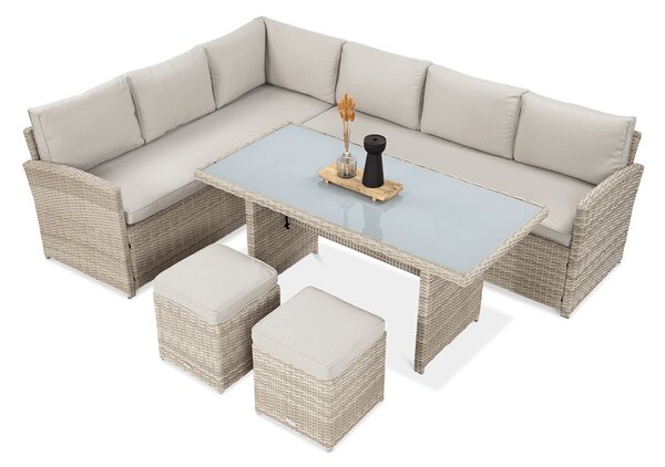 Narożnik technorattanowy SALO + PUFY Beige