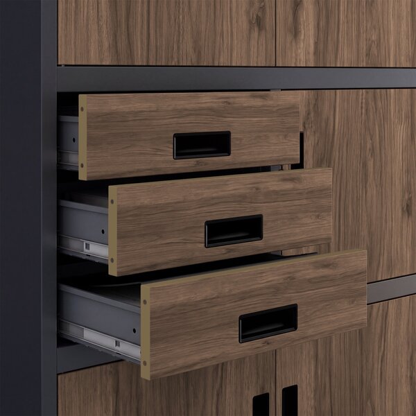 Biurowa szafa z sejfem Eco design Filip II, 90x40x185 cm, antracyt/orzech