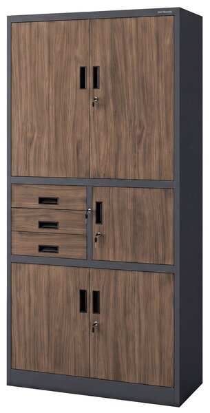 Biurowa szafa z sejfem Eco design Filip II, 90x40x185 cm, antracyt/orzech