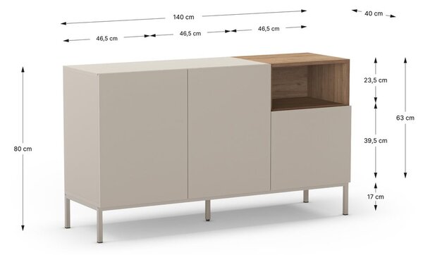 Kremowa komoda 140x80 cm Cailin – Marckeric