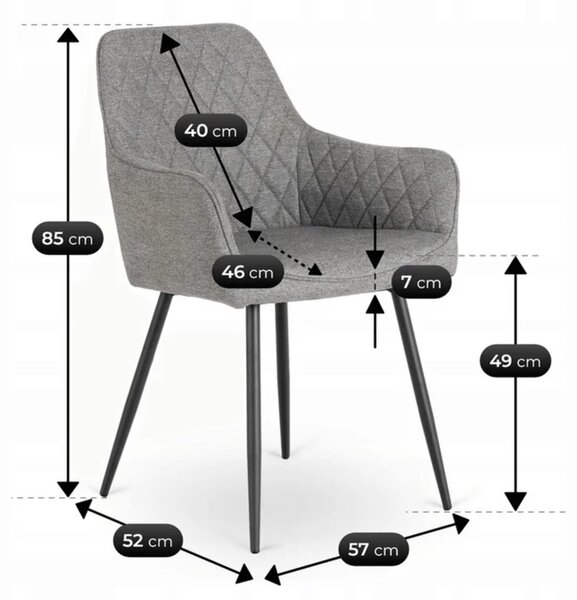 Zestaw Stół Prostokątny Rozkładany HAMPTON 160-240 cm Dąb/Czarny i 4 Krzesła Tapicerowane BRESSO 2 Szare