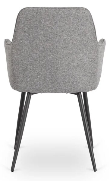 Zestaw Stół Prostokątny Rozkładany HAMPTON 160-240 cm Dąb/Czarny i 4 Krzesła Tapicerowane BRESSO 2 Szare