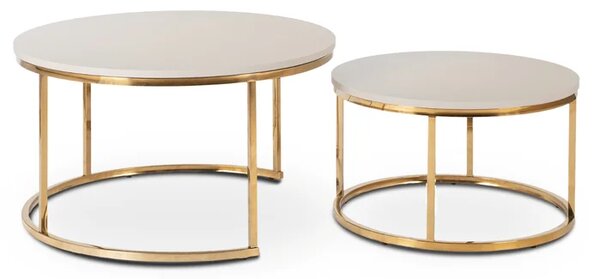Zestaw Stolików Kawowych APULIA MAX 60 cm/80 cm Kaszmir/Złoty Glamour