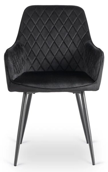 Zestaw Stół Prostokątny Rozkładany HAMPTON 160-240 cm Dąb Rustykalny/Czarny i 4 Krzesła Tapicerowane BRESSO Czarne Welurowe