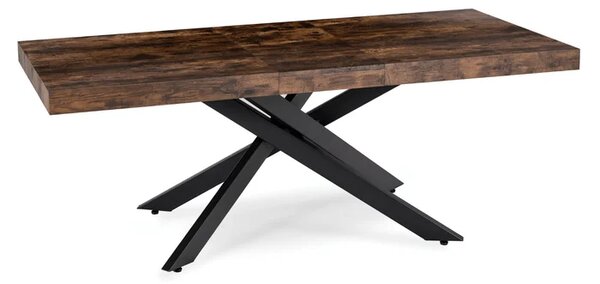 Zestaw Stół Prostokątny Rozkładany HAMPTON 160-240 cm Dąb Rustykalny/Czarny i 4 Krzesła Tapicerowane BRESSO Czarne Welurowe