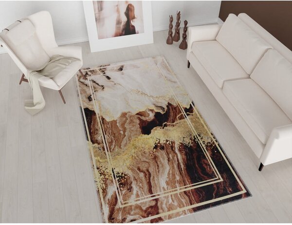 Brązowo-kremowy dywan odpowiedni do prania 80x150 cm – Vitaus