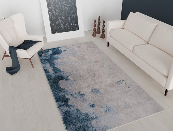 Niebiesko-kremowy chodnik odpowiedni do prania 200x80 cm – Vitaus