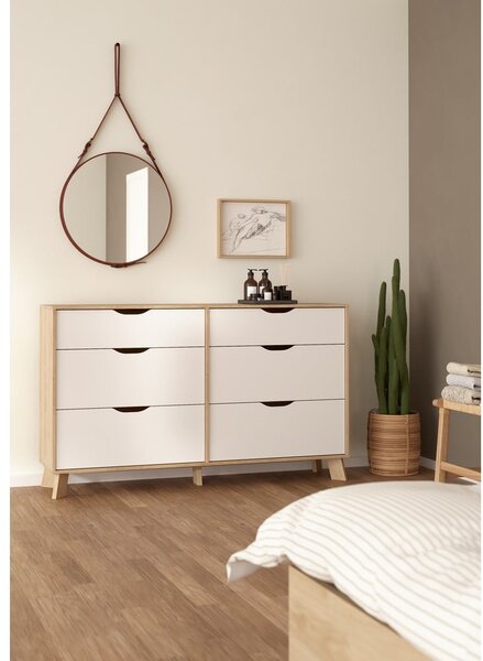 Biało-naturalna komoda w dekorze dębu 156x92x40 cm Ikast – Tvilum