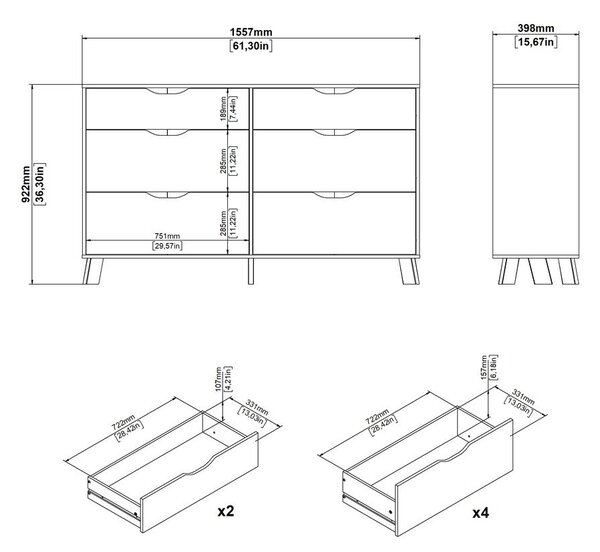 Biało-naturalna komoda w dekorze dębu 156x92x40 cm Ikast – Tvilum