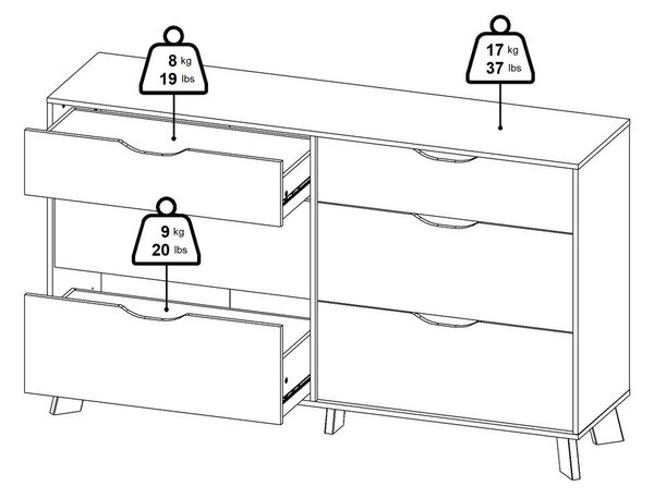 Biało-naturalna komoda w dekorze dębu 156x92x40 cm Ikast – Tvilum