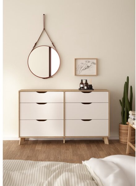 Biało-naturalna komoda w dekorze dębu 156x92x40 cm Ikast – Tvilum