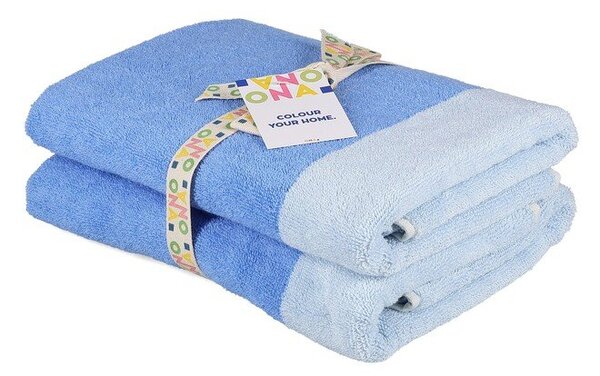 Niebieskie bawełniane ręczniki kąpielowe zestaw 2 szt. frotte 50x100 cm Pixie – ONA