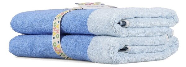 Niebieskie bawełniane ręczniki kąpielowe zestaw 2 szt. frotte 50x100 cm Pixie – ONA