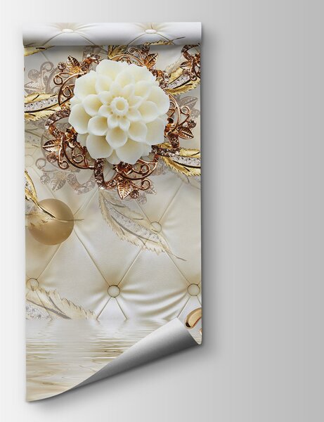 Fototapeta Elegancki kwiatowy wzór na luksusowej fakturze, Fototapety 3d z kwiatami, Popularne Fototapety, u12847 - Tapeko.pl