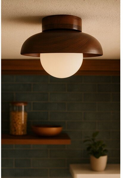 Brązowa lampa sufitowa ze szklanym kloszem ø 24 cm Elsa – Opviq lights