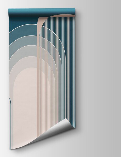 Fototapeta Niebiesko-biały wzór w stylu art deco, Fototapety design, Popularne Fototapety, u73099 - Tapeko.pl