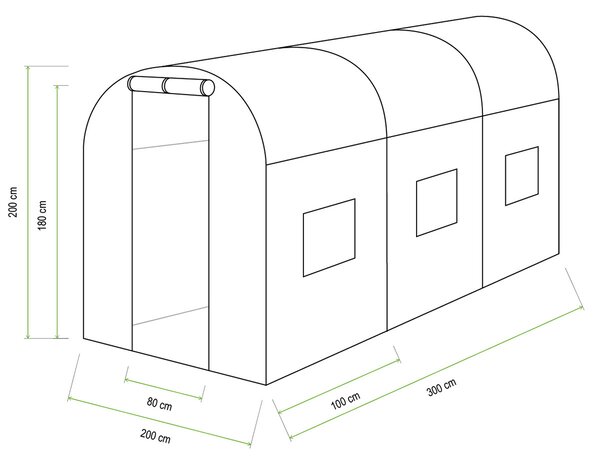 Tunel Foliowy 2x3x2 - 6m2 Zielony Cultivo