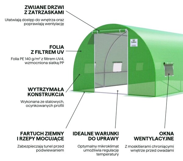 Tunel Foliowy 3x6x2 - 18m2 Zielony