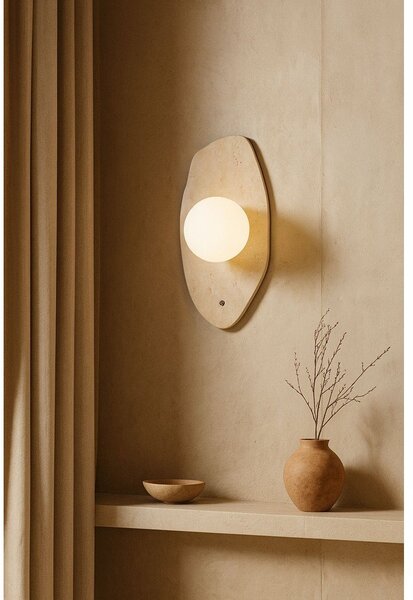 Beżowy kamienny kinkiet ø 10 cm Hilde – Opviq lights