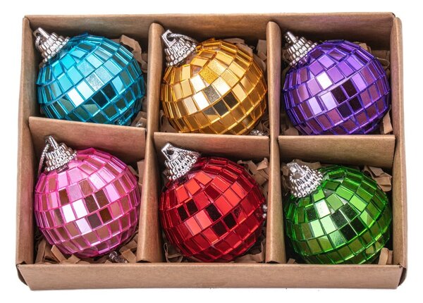 Szklane ozdoby świąteczne zestaw 6 szt. ø 4 cm Mirror Disco – Sass & Belle