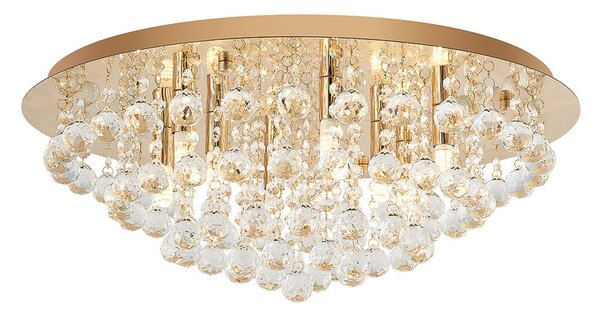 Lampa Sufitowa Lindby, Gillion, ściemnialny, złoty | mosiężny, salon, kryształ, nowoczesny