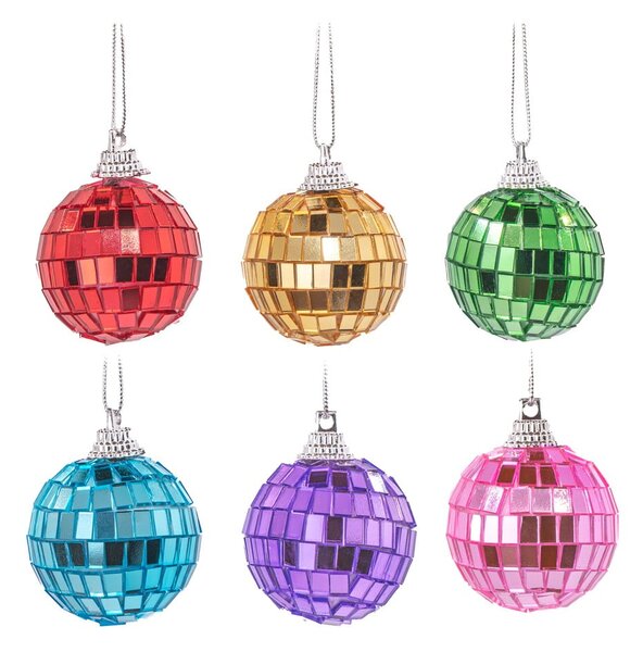 Szklane ozdoby świąteczne zestaw 6 szt. ø 4 cm Mirror Disco – Sass & Belle