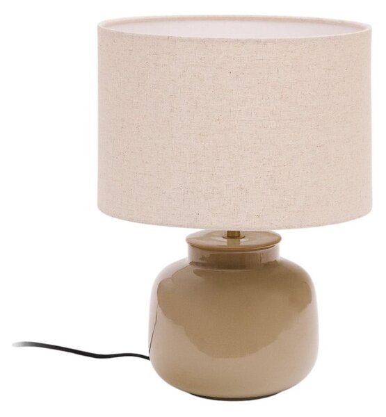 Beżowa lampa stołowa ceramiczna z tekstylnym kloszem (wysokość 40 cm) Tay – Kave Home