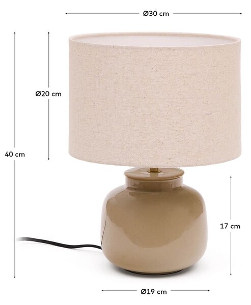 Beżowa lampa stołowa ceramiczna z tekstylnym kloszem (wysokość 40 cm) Tay – Kave Home