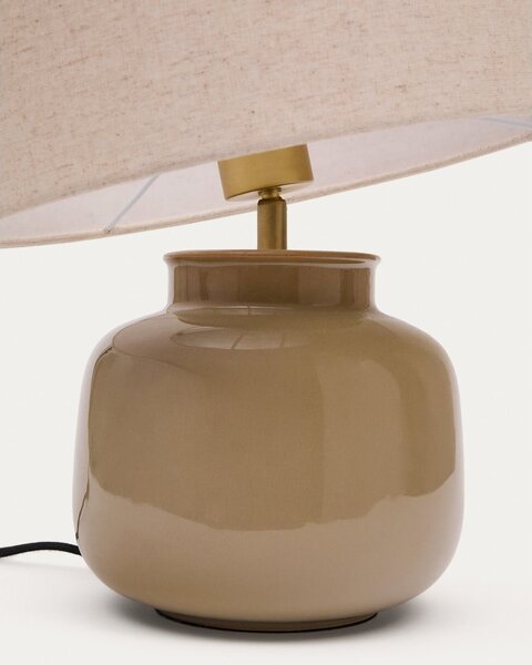 Beżowa lampa stołowa ceramiczna z tekstylnym kloszem (wysokość 40 cm) Tay – Kave Home