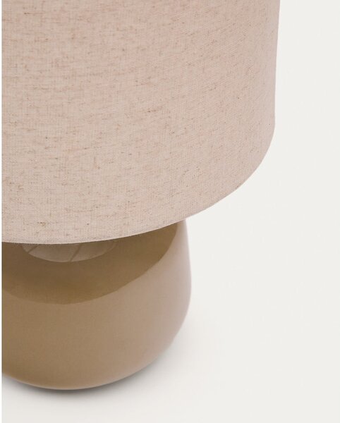 Beżowa lampa stołowa ceramiczna z tekstylnym kloszem (wysokość 40 cm) Tay – Kave Home