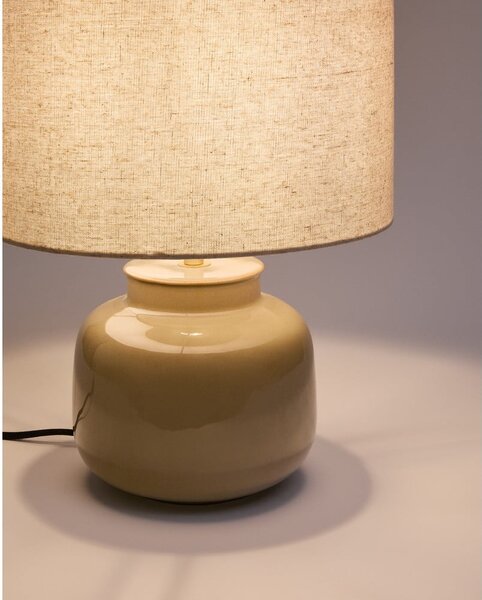 Beżowa lampa stołowa ceramiczna z tekstylnym kloszem (wysokość 40 cm) Tay – Kave Home