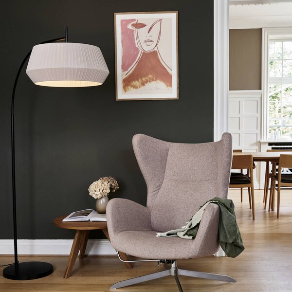 Nordlux Lampa łukowa - lampa stojąca Dicte, kremowy / amber, salon / jadalnia, tkanina / materiał / jedwab, skandynawski