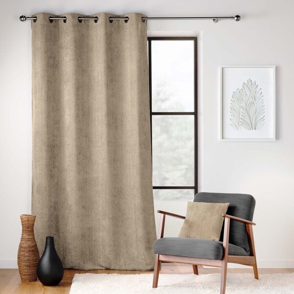 Jasnobrązowa zasłona z szenilu 140x260 cm Leo – douceur d'intérieur