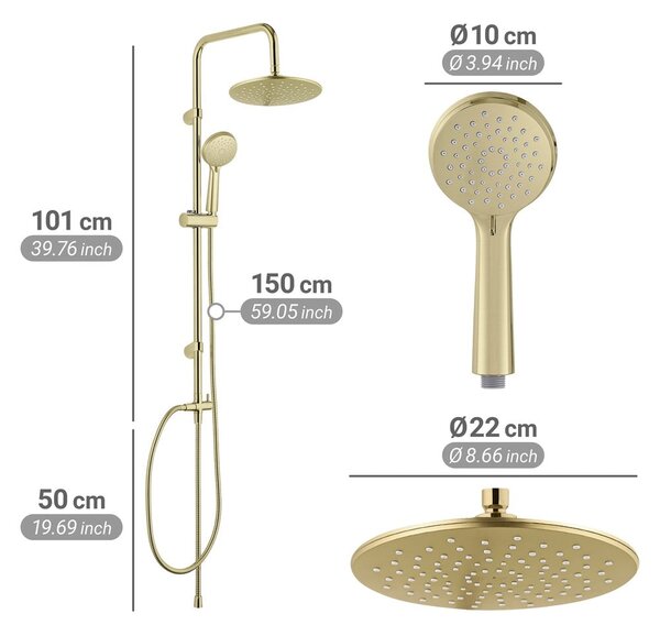 Zestaw prysznicowy ze stali nierdzewnej w kolorze matowego złota 101 cm Young Line – Wenko