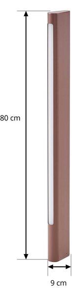 Słupek oświetleniowy LED Lucande Celiora, wysokość 80 cm, brązowy, IP65 Celiora, brązowy / rdzawy, aluminium, nowoczesny