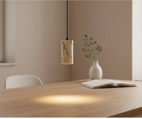 Kremowa lampa wisząca z marmurowym kloszem ø 6,5 cm Selma – Opviq lights