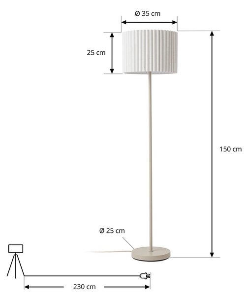 Lampa stojąca Libbie Lindby, kremowy / amber, salon / jadalnia, tkanina / materiał / jedwab, skandynawski