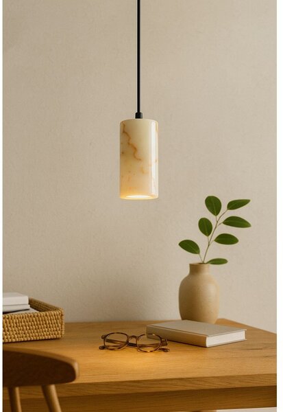 Kremowa lampa wisząca z marmurowym kloszem ø 6,5 cm Selma – Opviq lights