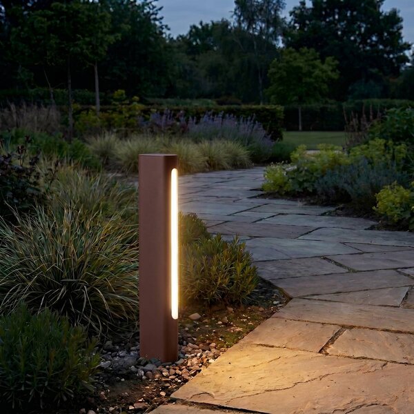 Słupek oświetleniowy LED Lucande Celiora, wysokość 45 cm, brązowy, IP65 Celiora, brązowy / rdzawy, aluminium, nowoczesny
