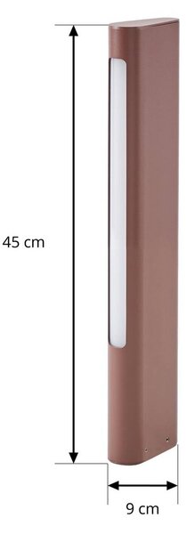 Słupek oświetleniowy LED Lucande Celiora, wysokość 45 cm, brązowy, IP65 Celiora, brązowy / rdzawy, aluminium, nowoczesny