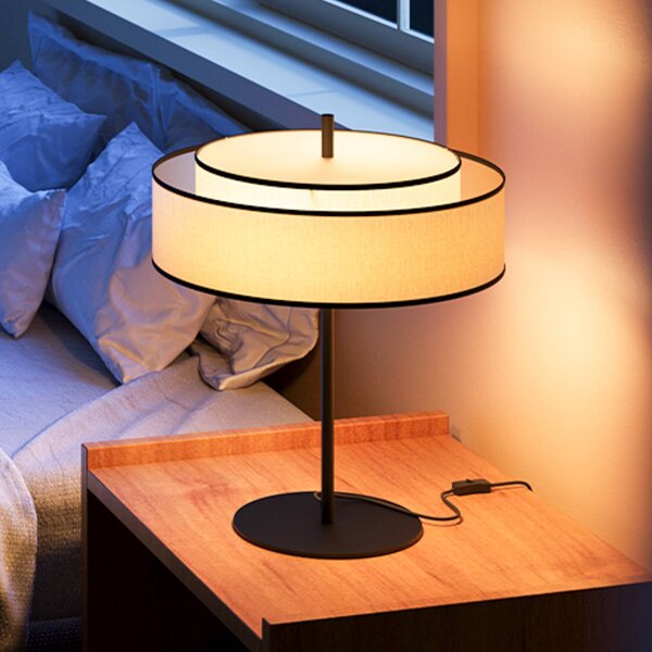 Maytoni Lampa stołowa Bergamo, biały / opal, salon / jadalnia, tkanina / materiał / jedwab, skandynawski