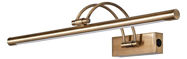Oświetlenie obrazów LED Lucande Dimitrij, zakrzywione, mosiądz, metal Dimitrij, brązowy / mosiężny, salon / jadalnia, metal, antyczny