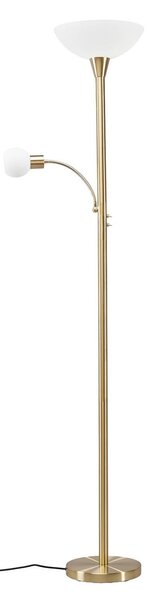 Lampa podłogowa Lindby Elaina, lampka do czytania, mosiądz, 183 cm, E27 Elaina, mosiężny / złoty, salon / jadalnia, metal, nowoczesny