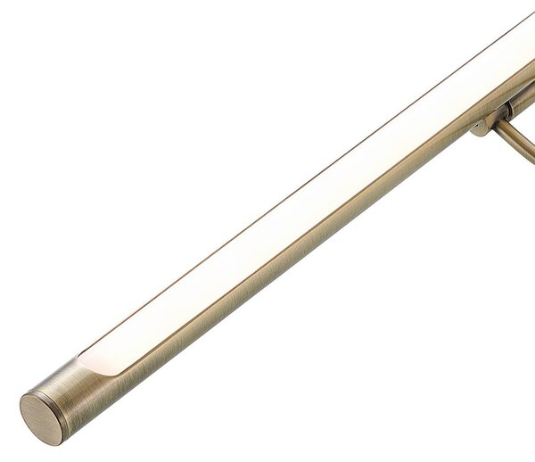 Oświetlenie obrazów LED Lucande Dimitrij, zakrzywione, mosiądz, metal Dimitrij, brązowy / mosiężny, salon / jadalnia, metal, antyczny
