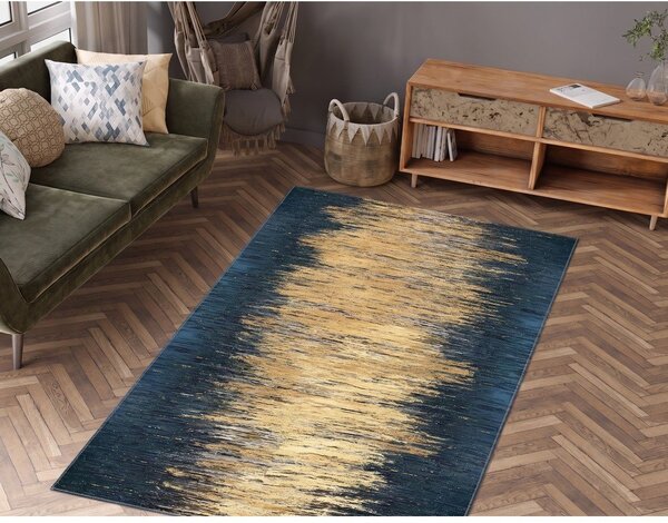 Żółty/ciemnoniebieski dywan odpowiedni do prania 120x180 cm Goldie – Vitaus